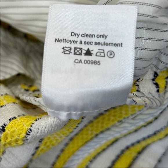 Veronica Beard Talie Tweed Blazer Yellow White Striped Frayed Trim Size 0 - Picture 12 of 12